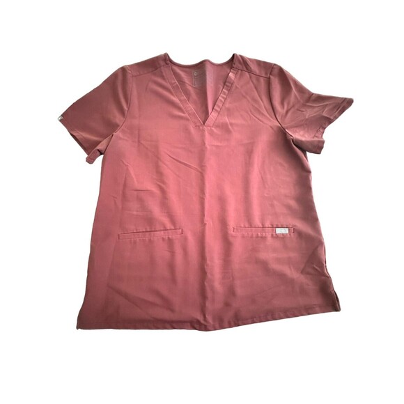 FIGS Technical Collection Casma V Neck Scrub Top Stretch XL Burgundy FW1100 Q1-5 - Picture 1 of 10